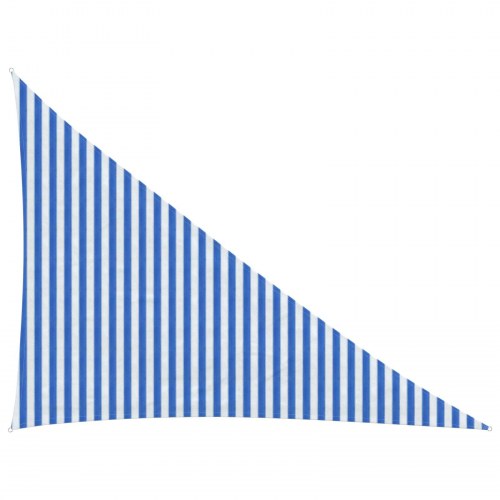 Solsejl trekantet i HDPE - blå/hvid, 3 × 4 × 5 m