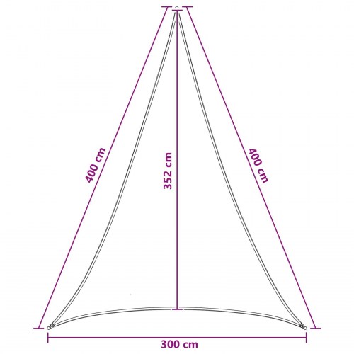 Solsejl trekant HDPE - blå/hvid, 3 × 4 × 4 m