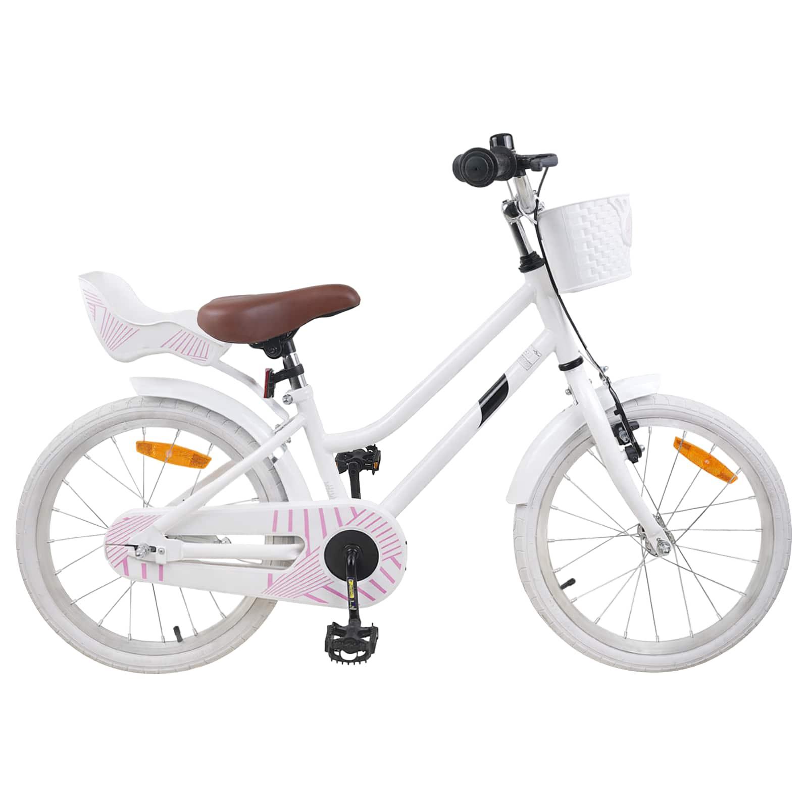 Børnecykel 18 tommer til 5-7 år gammel Hvid billede