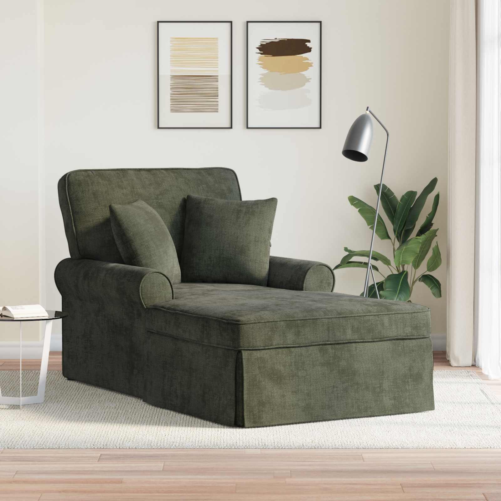 Chaise lounge med volant med pude Grøn 157 x 91 x 91 cm ARES billede