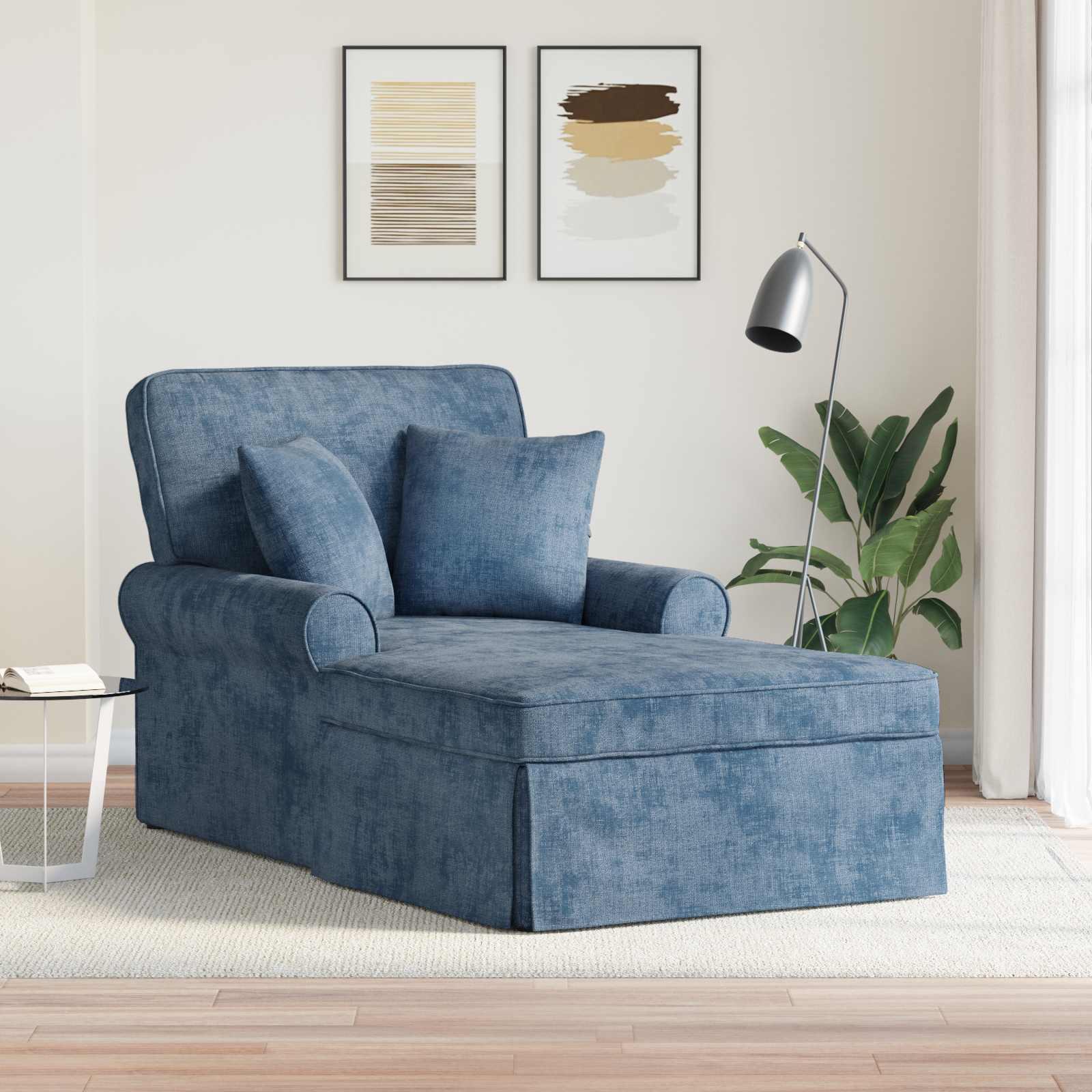 Chaise lounge med volant med pude Blå 157 x 91 x 91 cm ARES billede