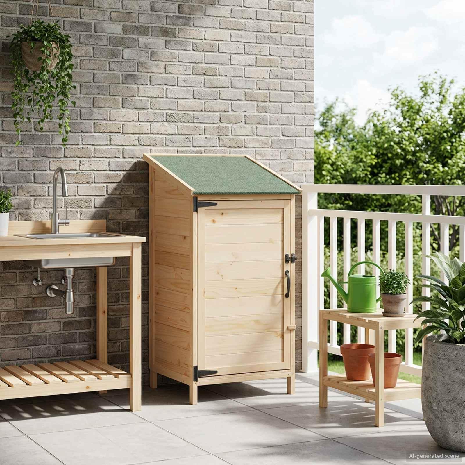 Have Skur Naturfarvet 59 x 56 x 113,5 cm Konstrueret træ billede