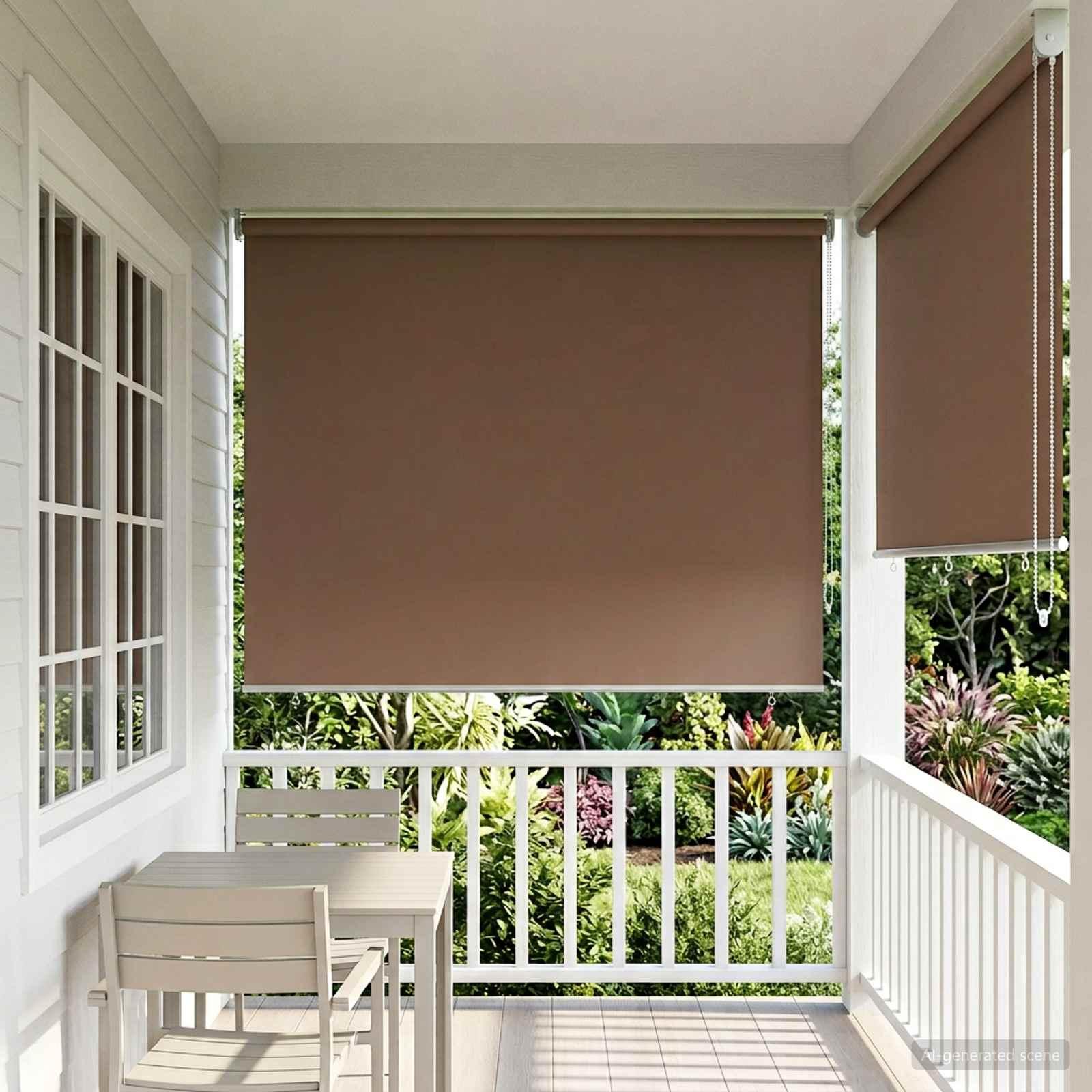 Rullegardin UV-beskyttelse Gråbrun 180 x 230 cm Polyester billede