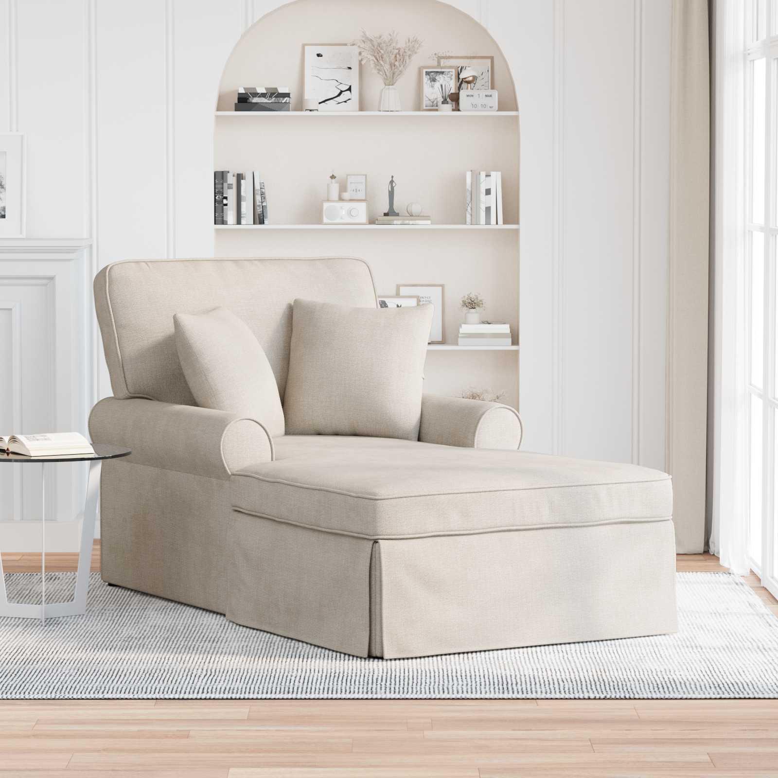 Chaise lounge med volant Cremefarvet 157 x 91 x 91 cm ARES billede