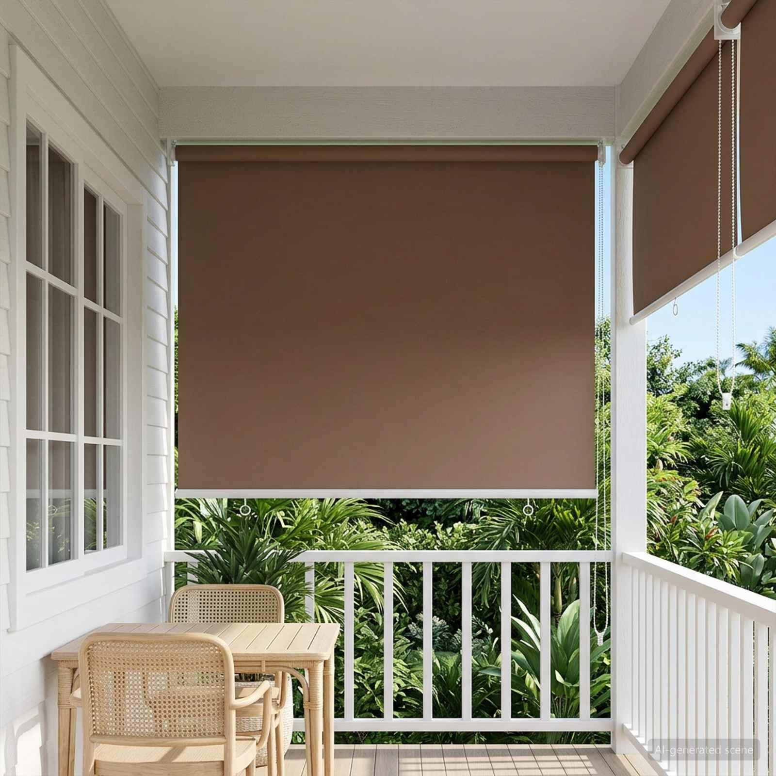 Rullegardin UV-beskyttelse Gråbrun 80 x 230 cm Polyester billede