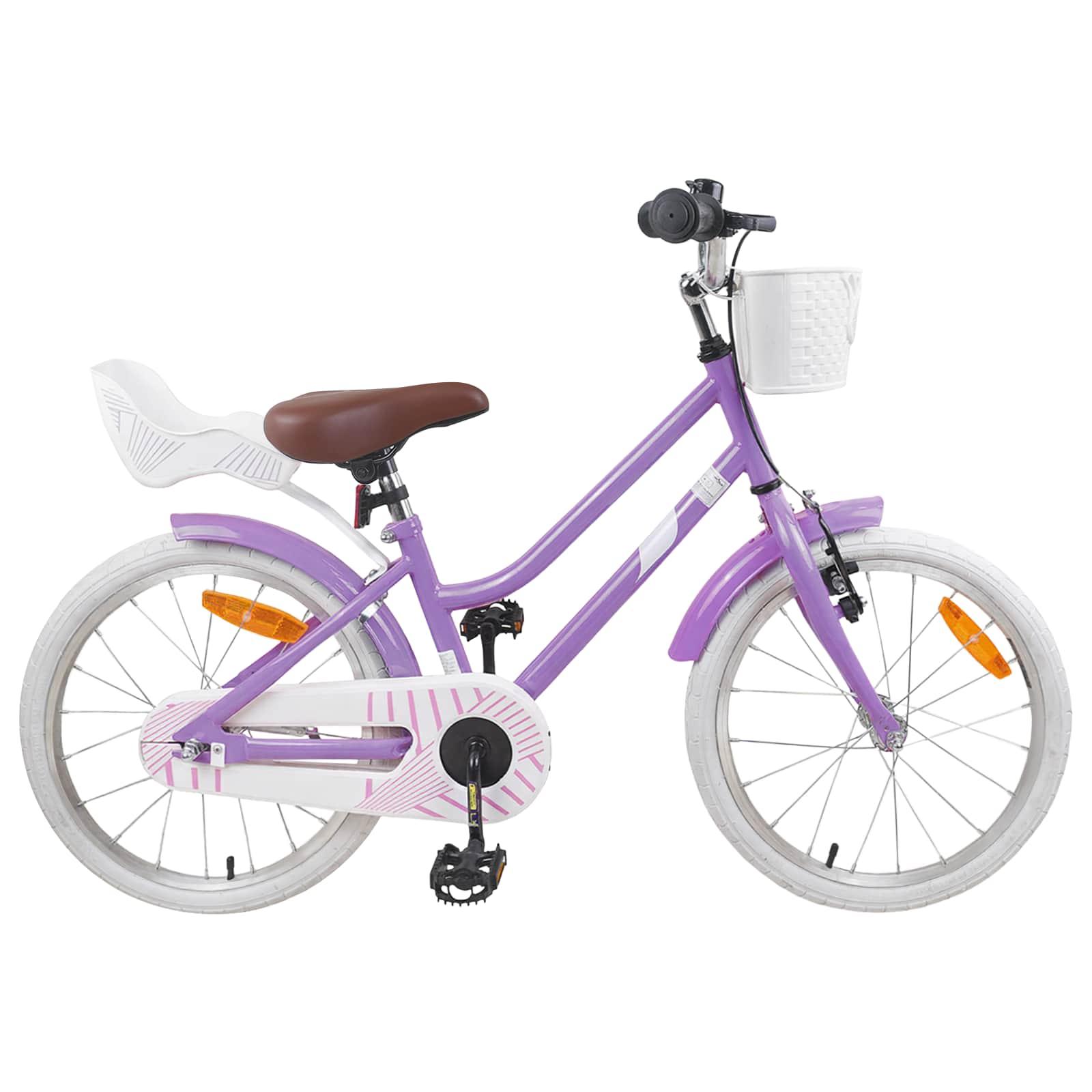 Børnecykel 18 tommer til 5-7 år gammel Lilla billede