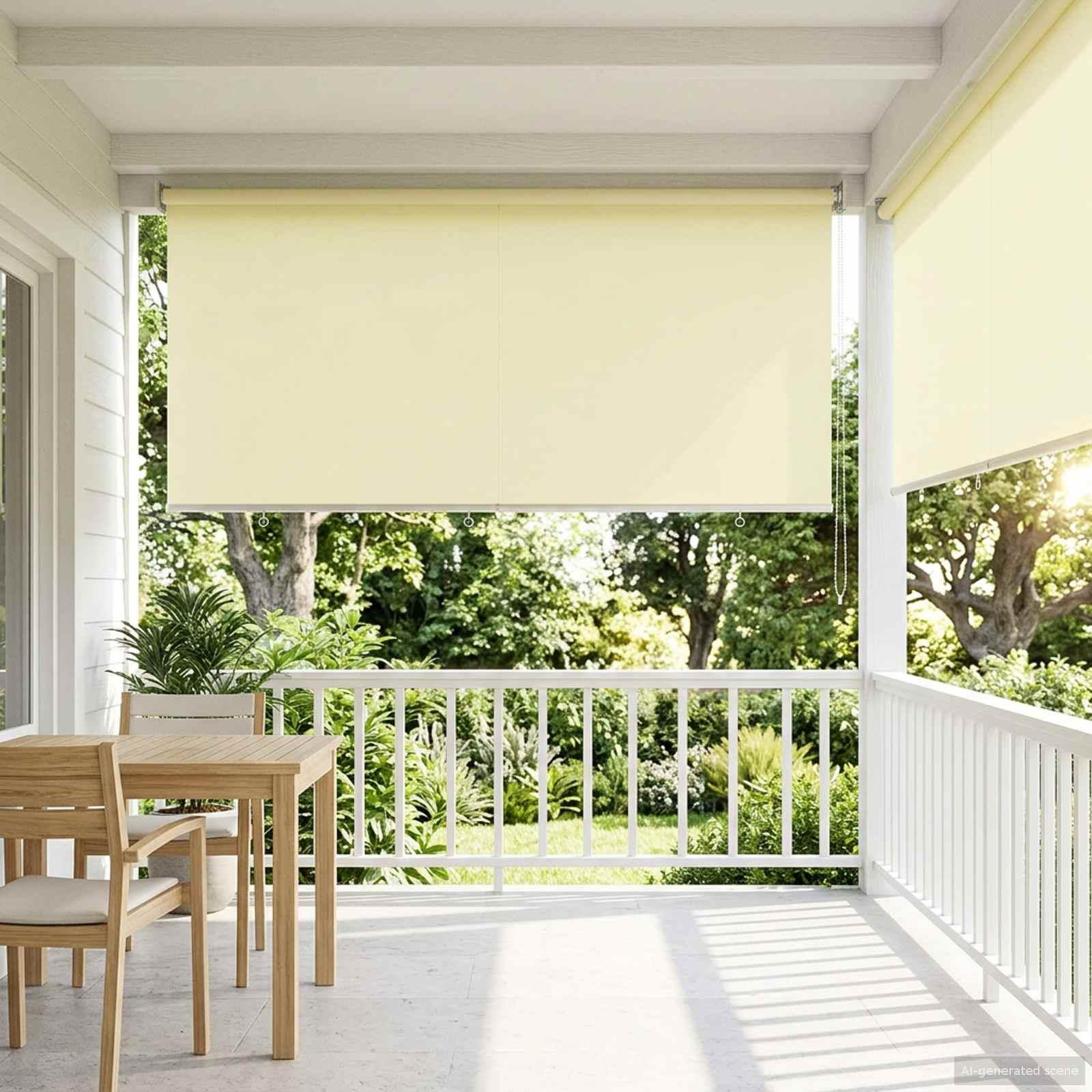 Rullegardin UV-beskyttelse Cremefarvet 160 x 230 cm Polyester billede