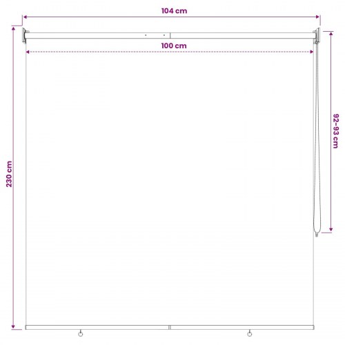 Udendørs rullegardin cremefarvet 100 x 230 cm