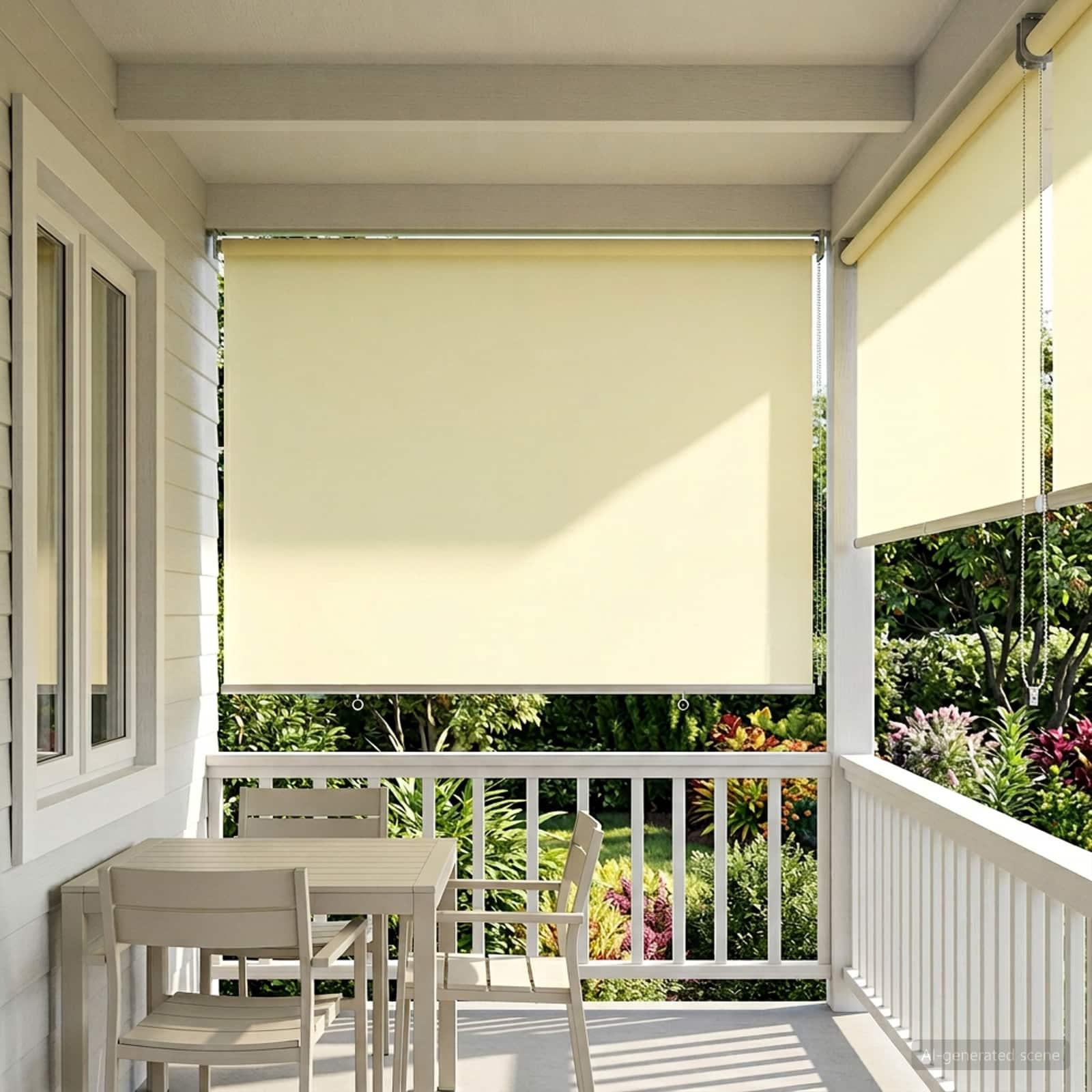 Rullegardin UV-beskyttelse Cremefarvet 120 x 140 cm Polyester billede
