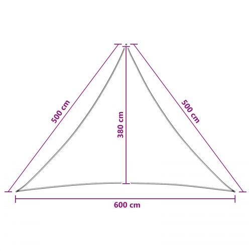 Trekantet solsejl 5 × 5 × 6 m i HDPE - gul/hvid stribet