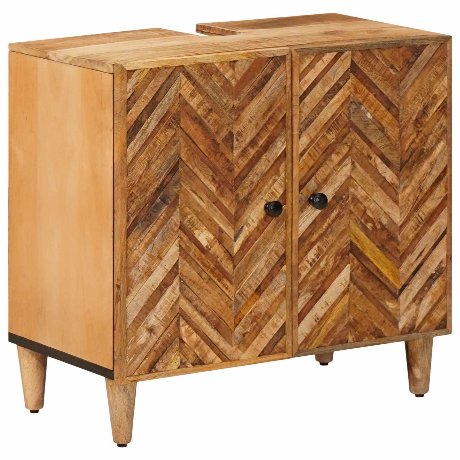 Vaskeskab med opbevaring Brun 62 x 33 x 58 cm Massivt mangotræ billede