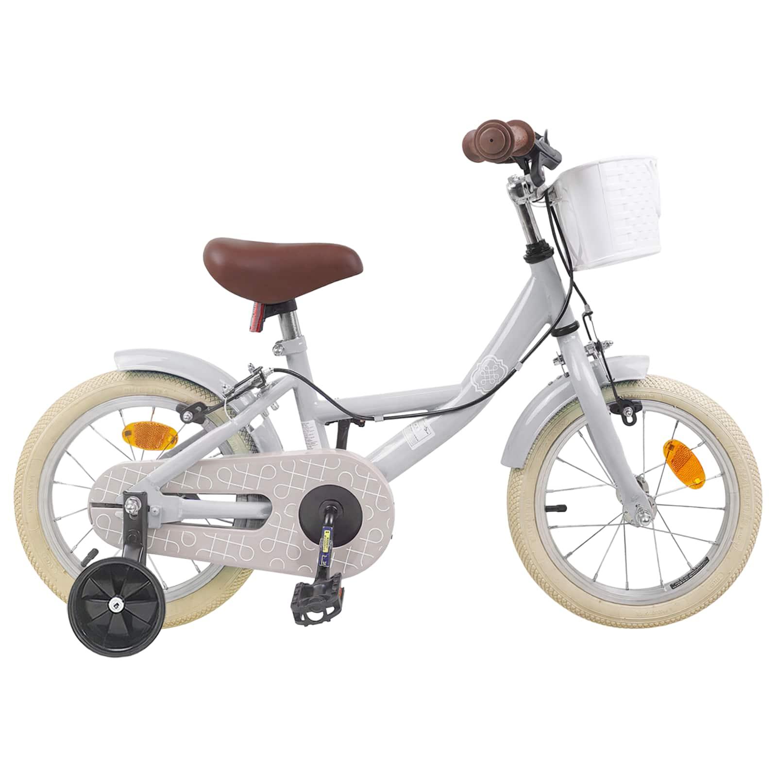 Børnecykel 12" til 2-4 år - lysegrå, justerbar og med skærme billede