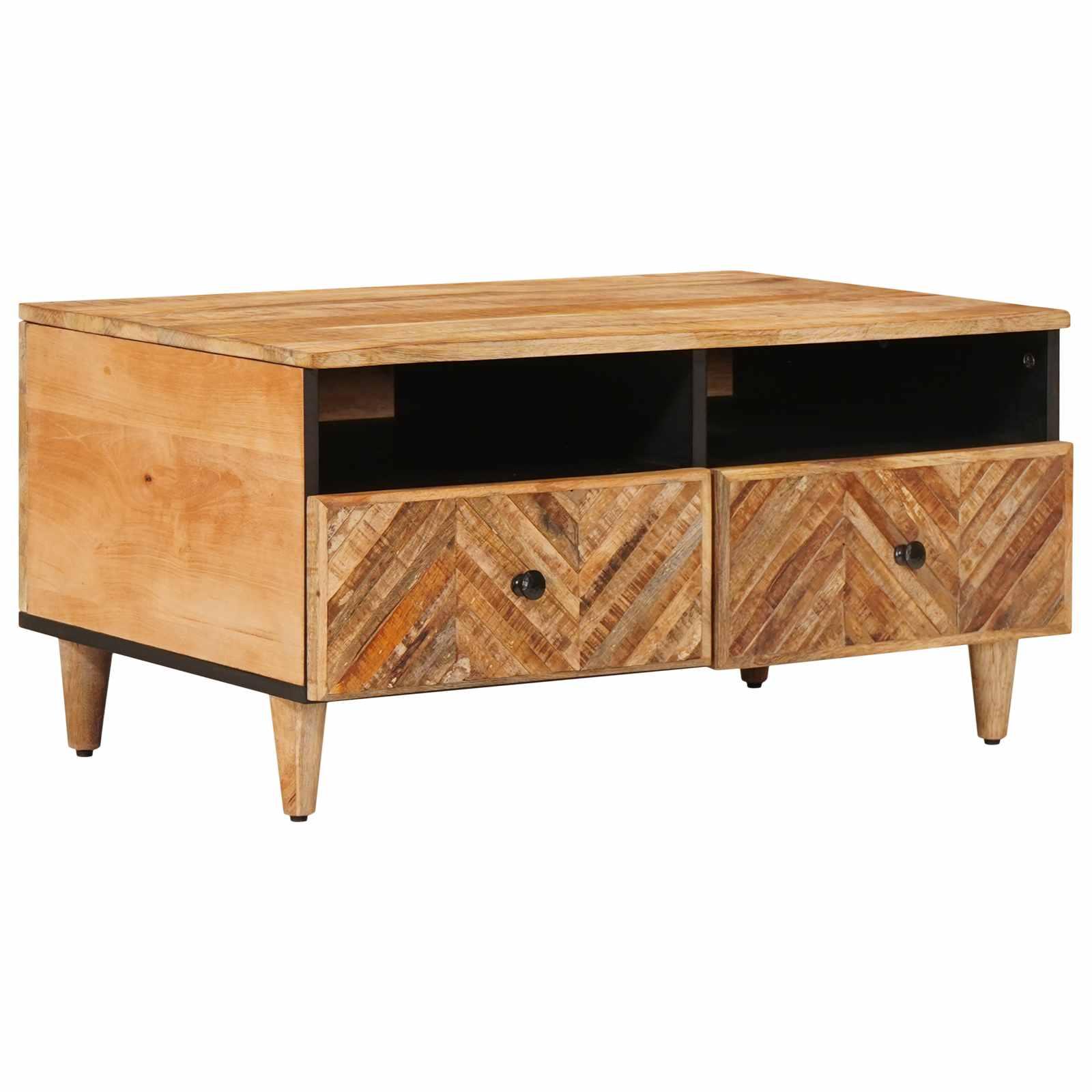 Sofabord med skuffe Brun 80 x 54 x 40 cm Massivt mangotræ billede