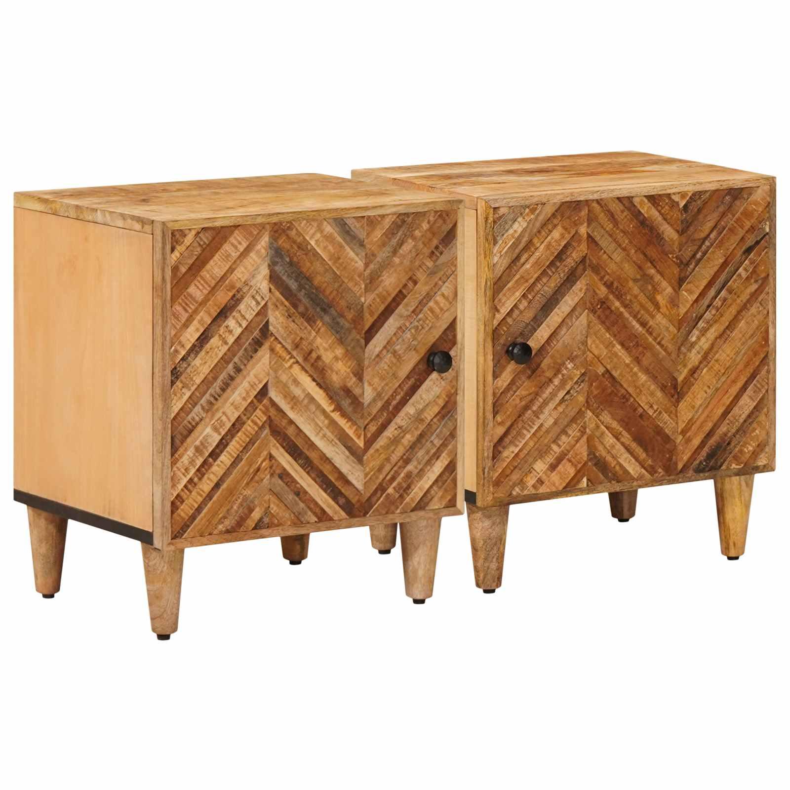 Sengebord 2 stk Brun 40 x 33,5 x 46 cm Massivt mangotræ billede