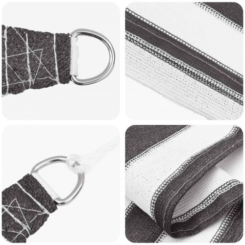 Trekantet solsejl 5 × 5 × 6 m i HDPE - stribet