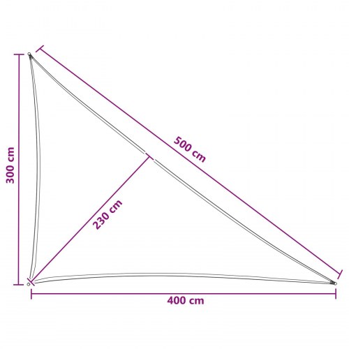 Solsejl trekant 3 × 4 × 5 m - HDPE, stribet, UV-beskyttelse
