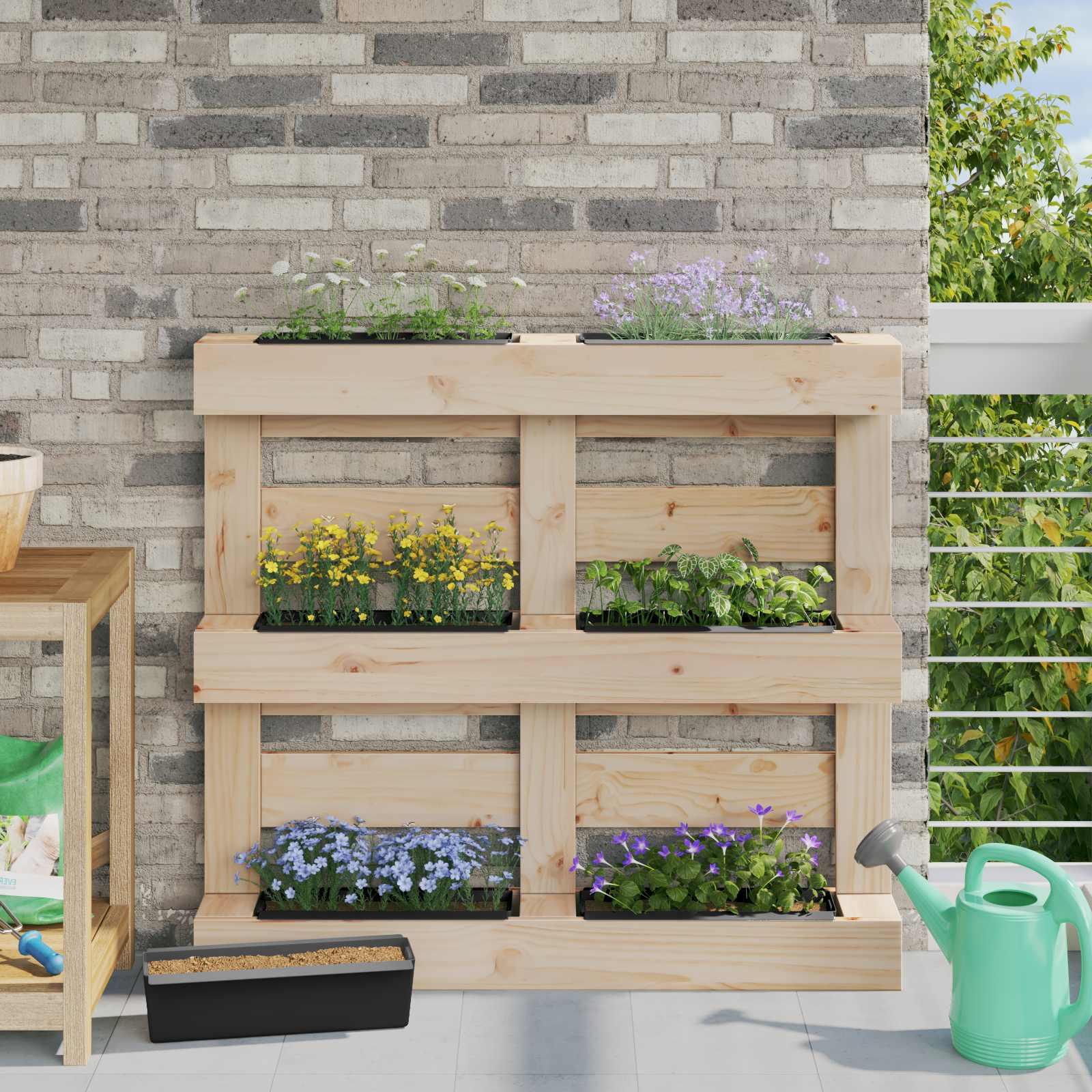 Blomsterkasser til Euro-paletter 24 stk Sort 36 x 13,5 x 9,5 cm billede