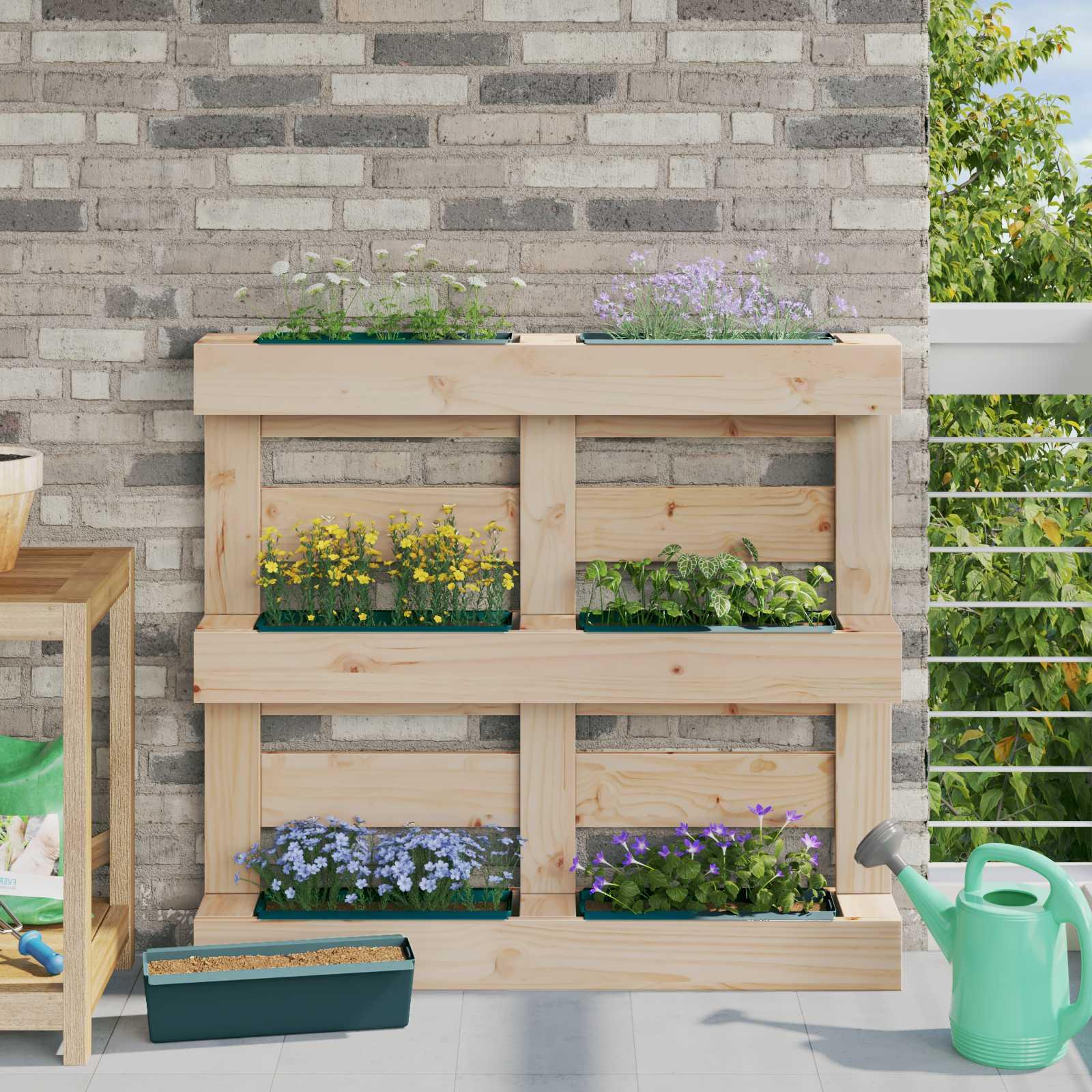 Blomsterkasser til Euro-paletter 12 stk Grøn 36 x 13,5 x 9,5 cm billede