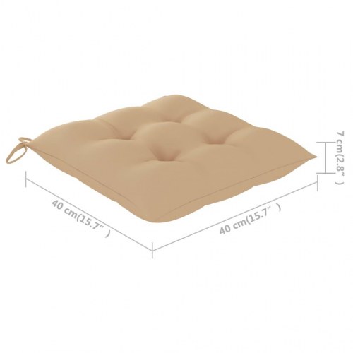 Klapstole 2 stk. i massivt teaktræ med beige hynder