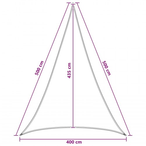 Trekantet solsejl 4 × 5 × 5 m i HDPE - blå/hvid stribet