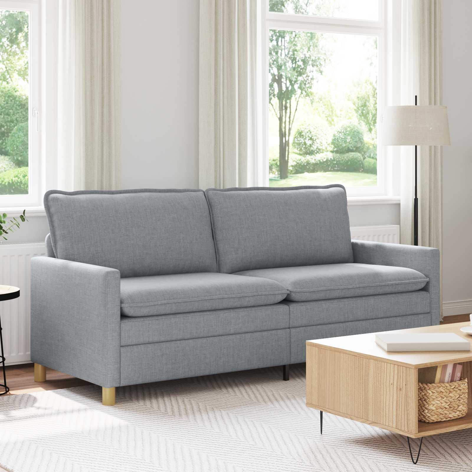 3-personers sofa i lysegrå stof - 196 × 81 × 87,5 cm billede