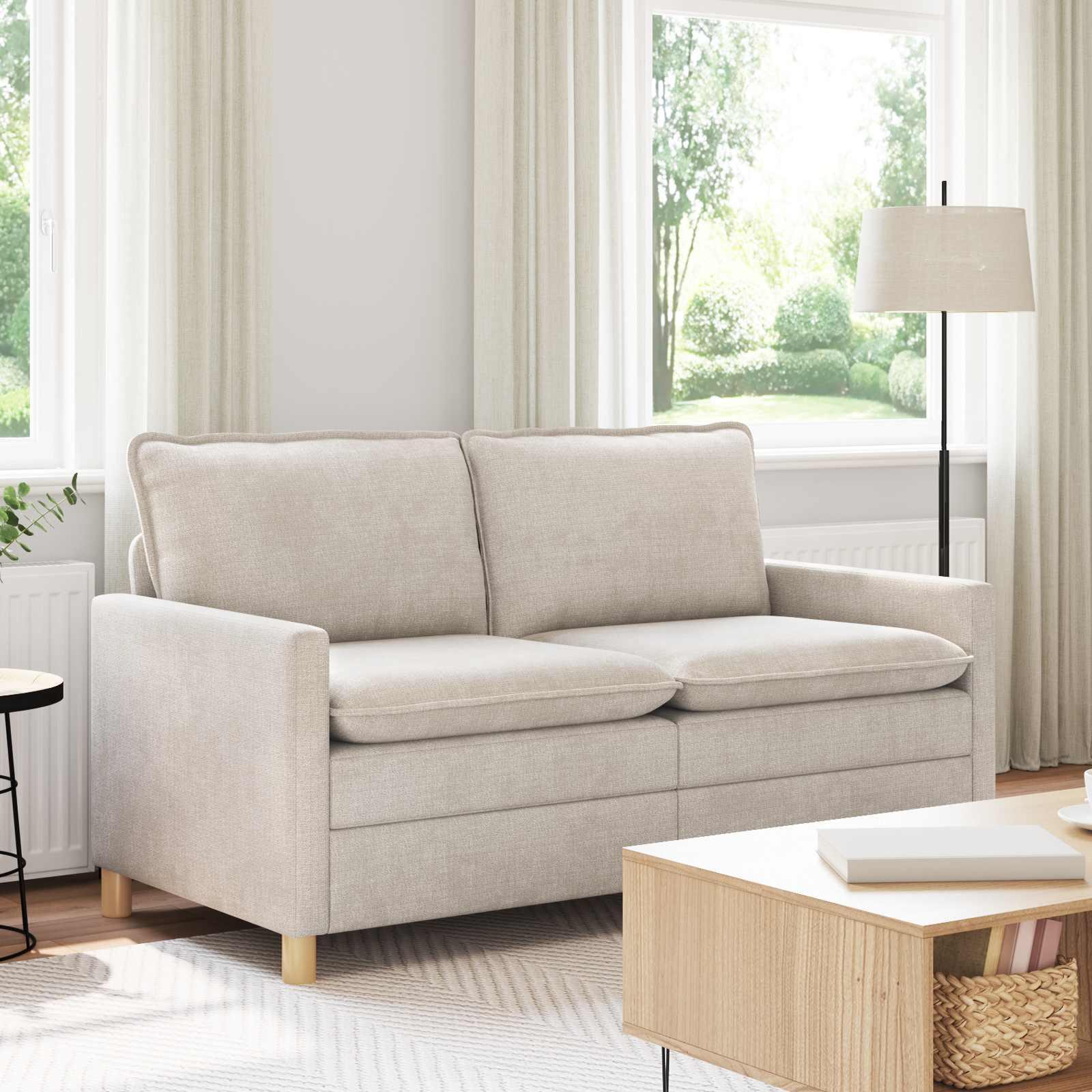 2-personers sofa i creme - 156 × 81 × 87,5 cm, polyester