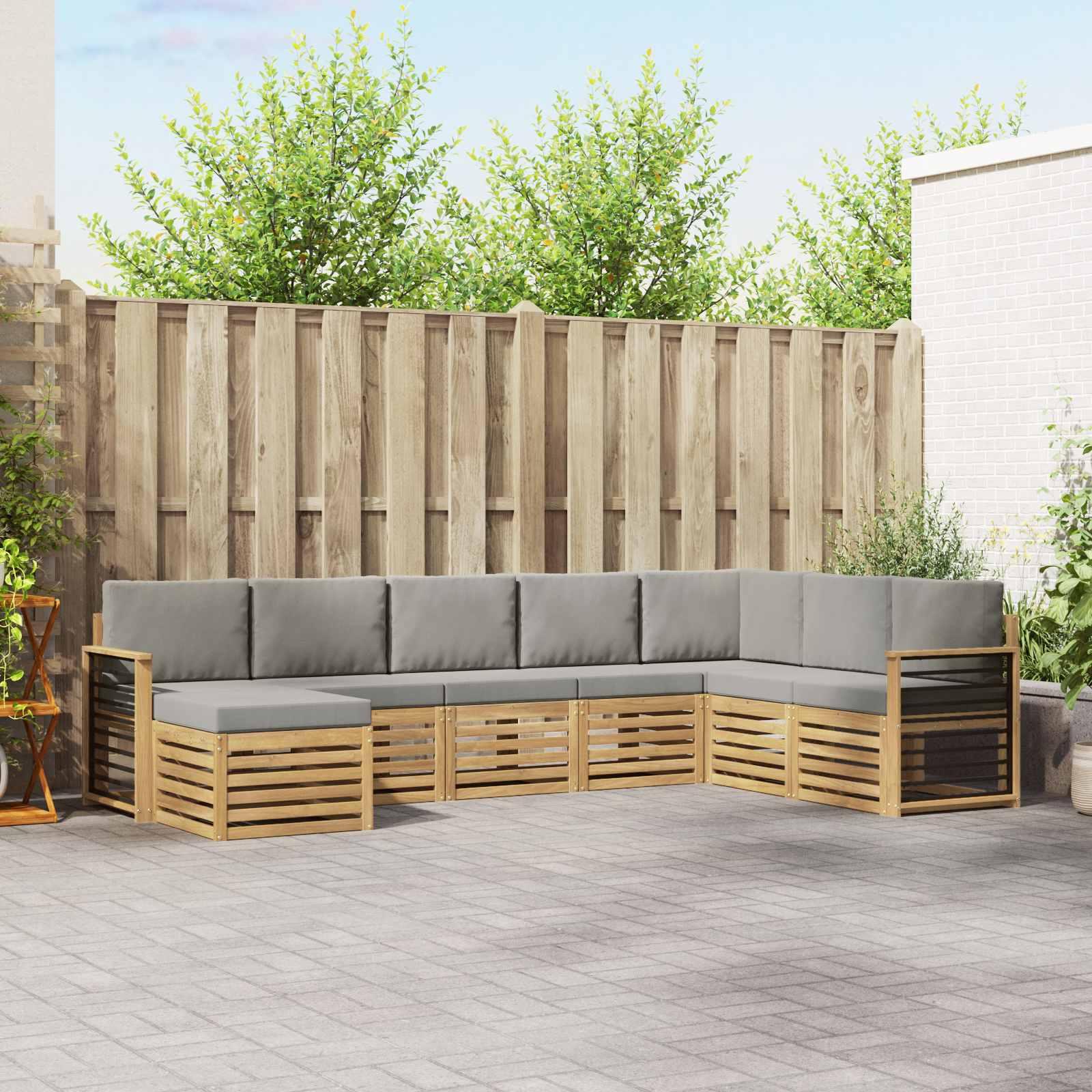 Udendørs sofagruppe 8 stk Hvid og lysegrå 306 x 187,5 x 73 cm billede