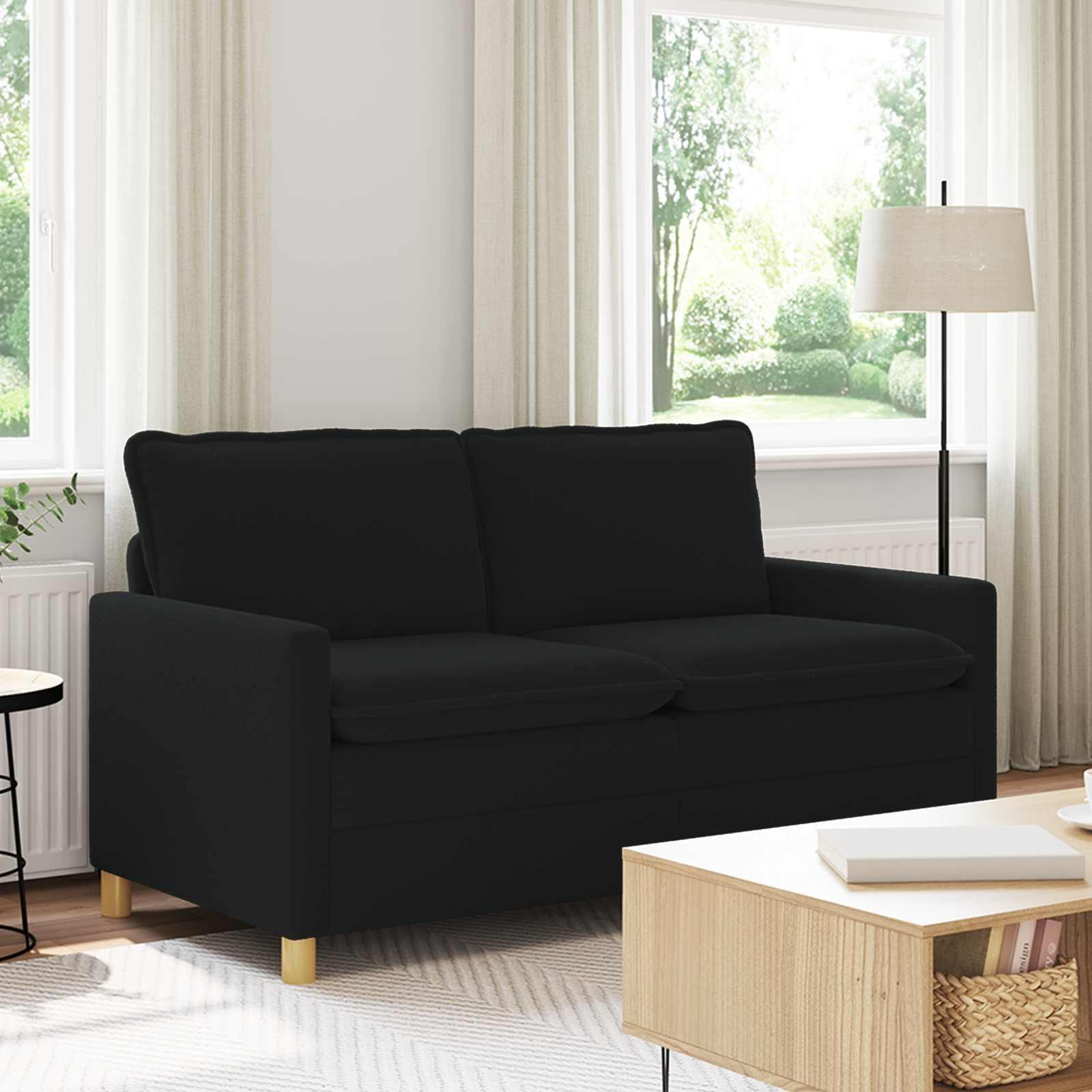 2-personers sofa i stof - sort, 156 × 81 × 87,5 cm billede