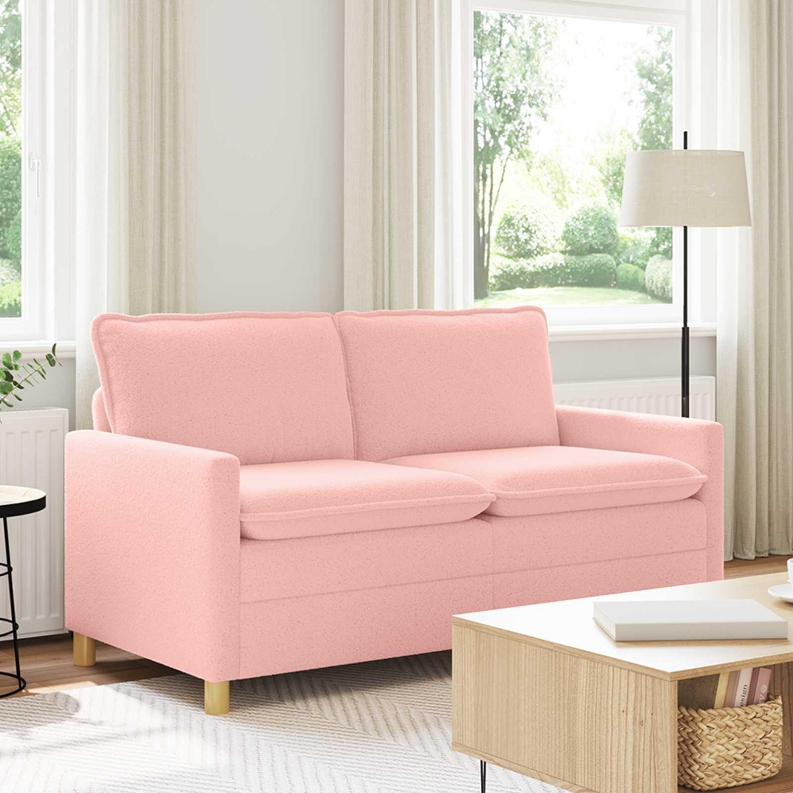2-personers sofa i lyserød stof - 156 × 81 × 87,5 cm billede
