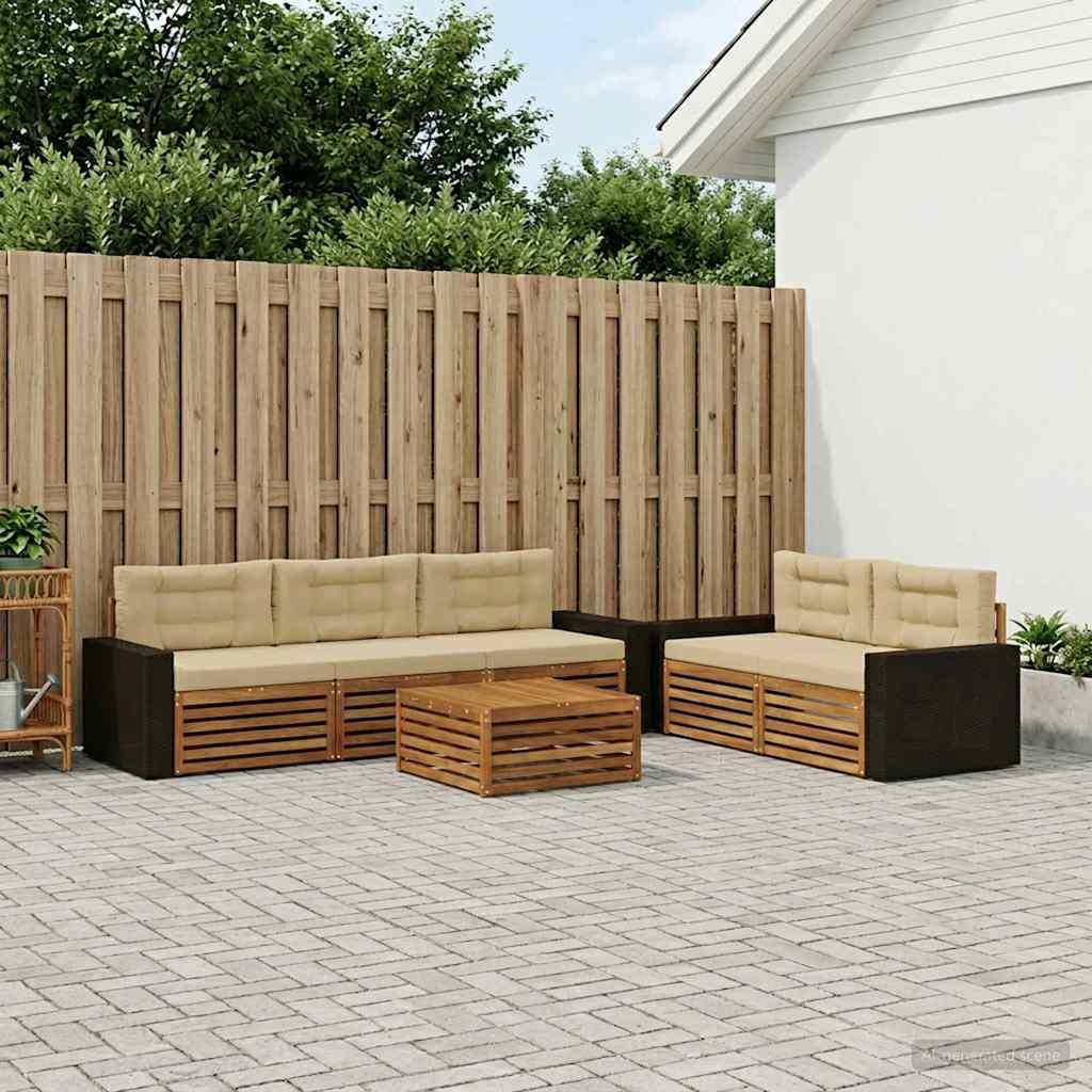 Udendørs sofagruppe 6 stk Naturlig og Beige billede