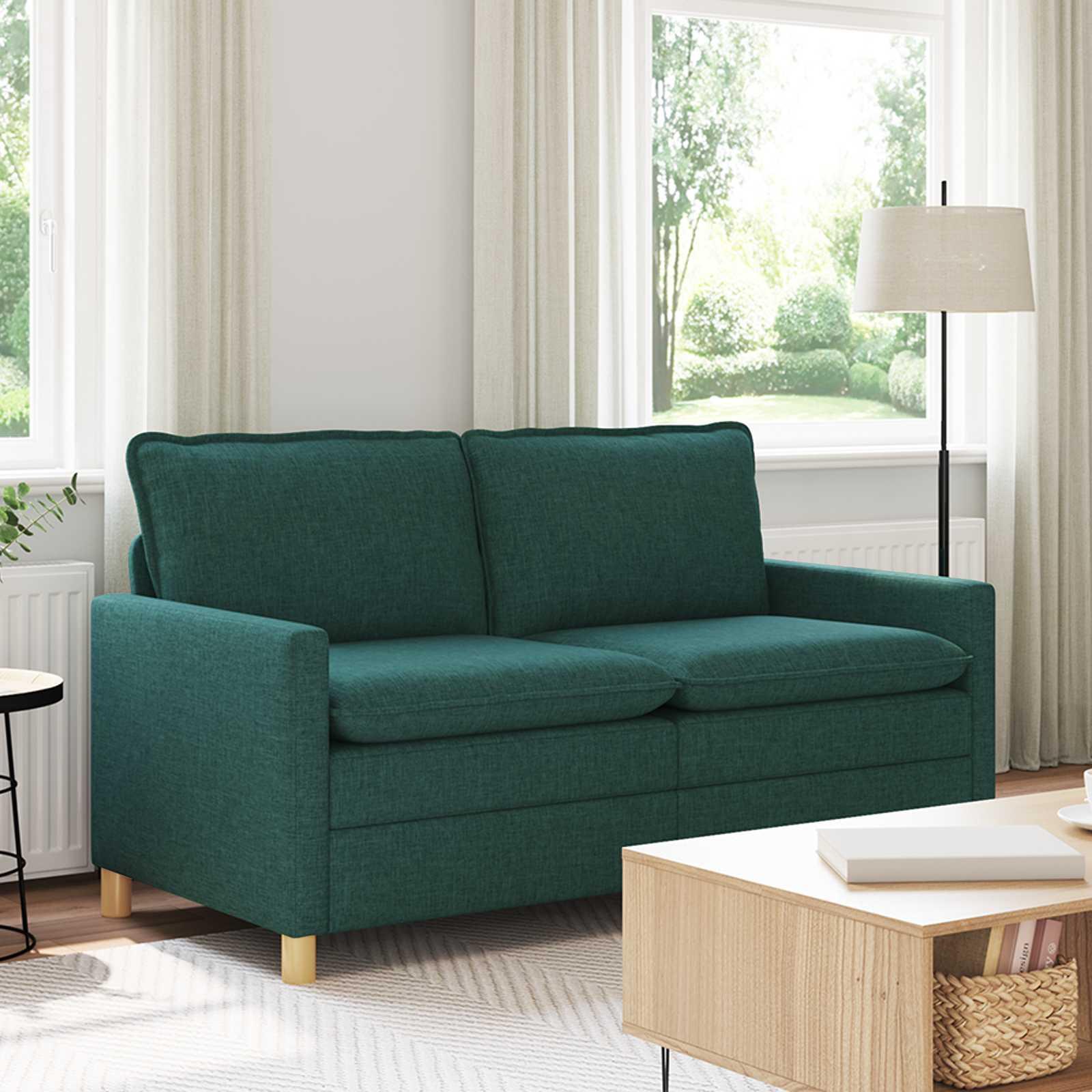 2-personers sofa i stof - mørkegrøn, 156 × 81 × 87,5 cm billede