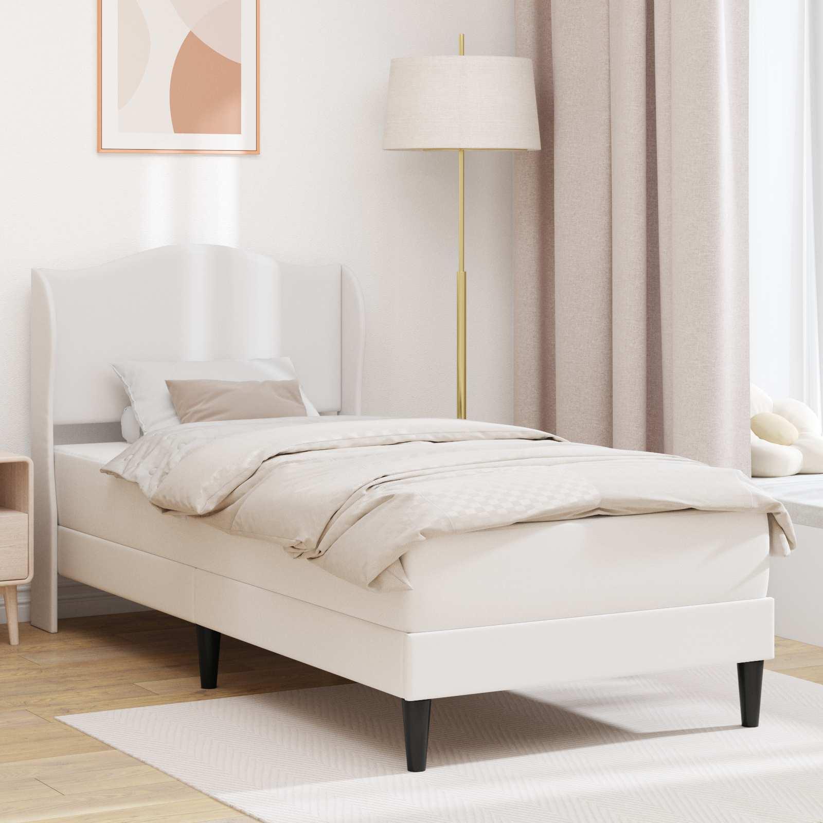 Sengestel med hovedgærde Hvid 90 x 200 cm Kunstlæder billede