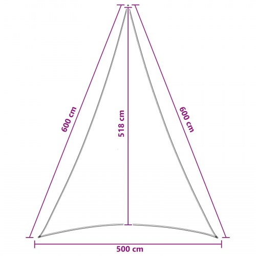 Solsejl trekant 5 × 6 × 6 m i HDPE - stribet gul/hvid