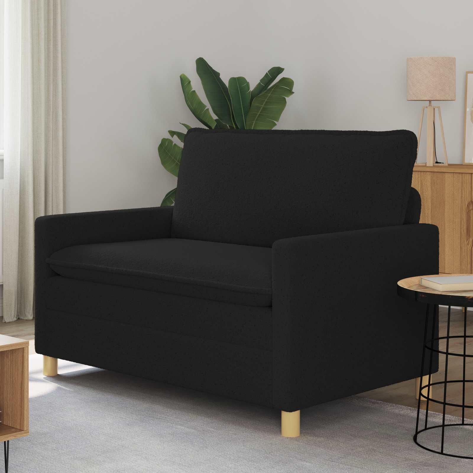 2-personers sofa i sort stof - 126 × 81 × 87,5 cm billede