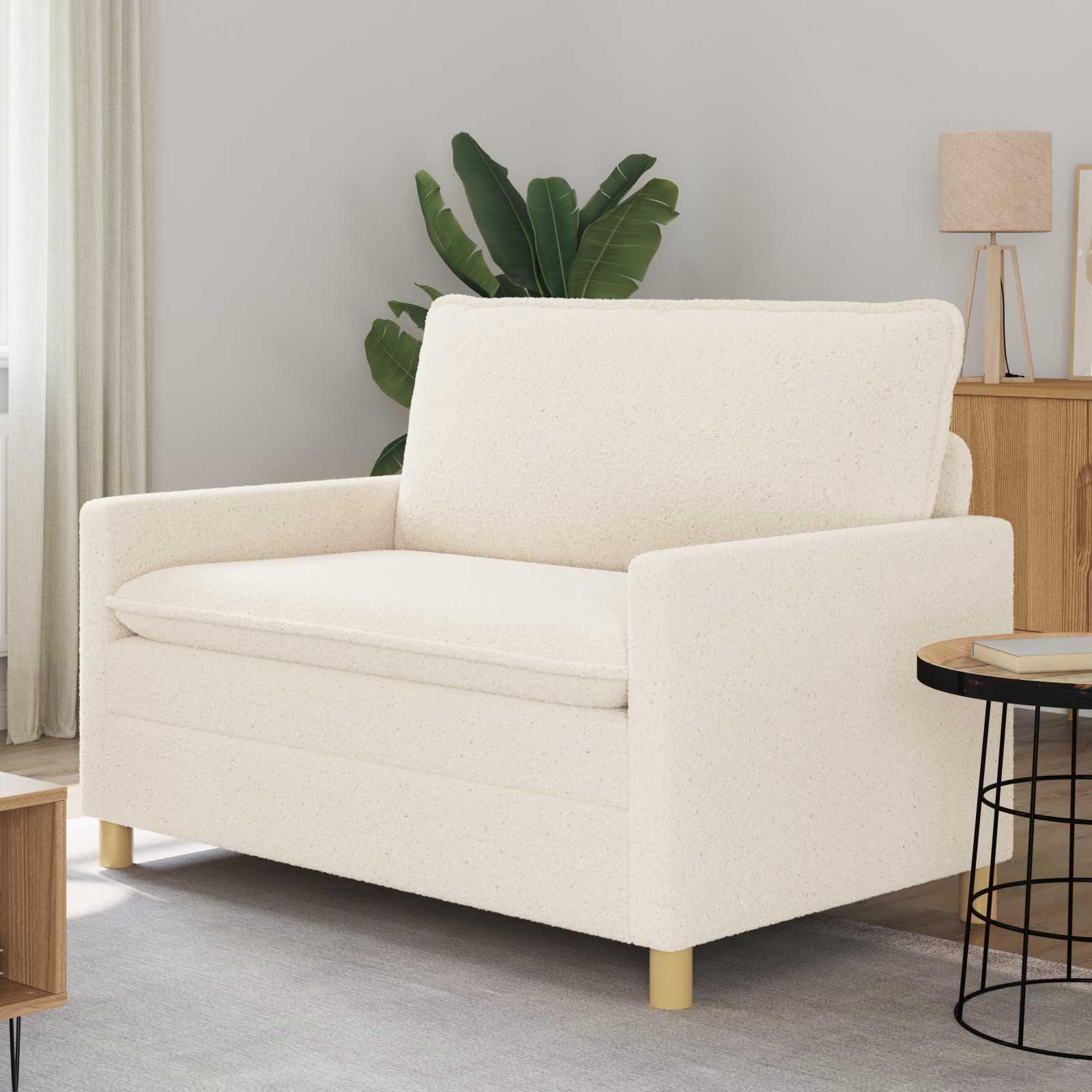 2-personers sofa i cremefarvet stof - 126 × 81 × 87,5 cm