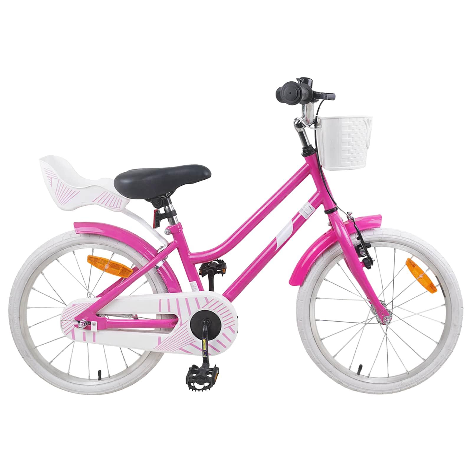 Børnecykel 18 tommer til 5-7 år gammel Mørk pink billede