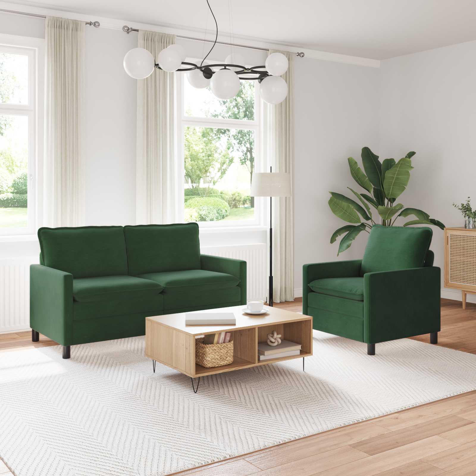 Sofa Sæt 2 stk Jungle Grøn Stof billede