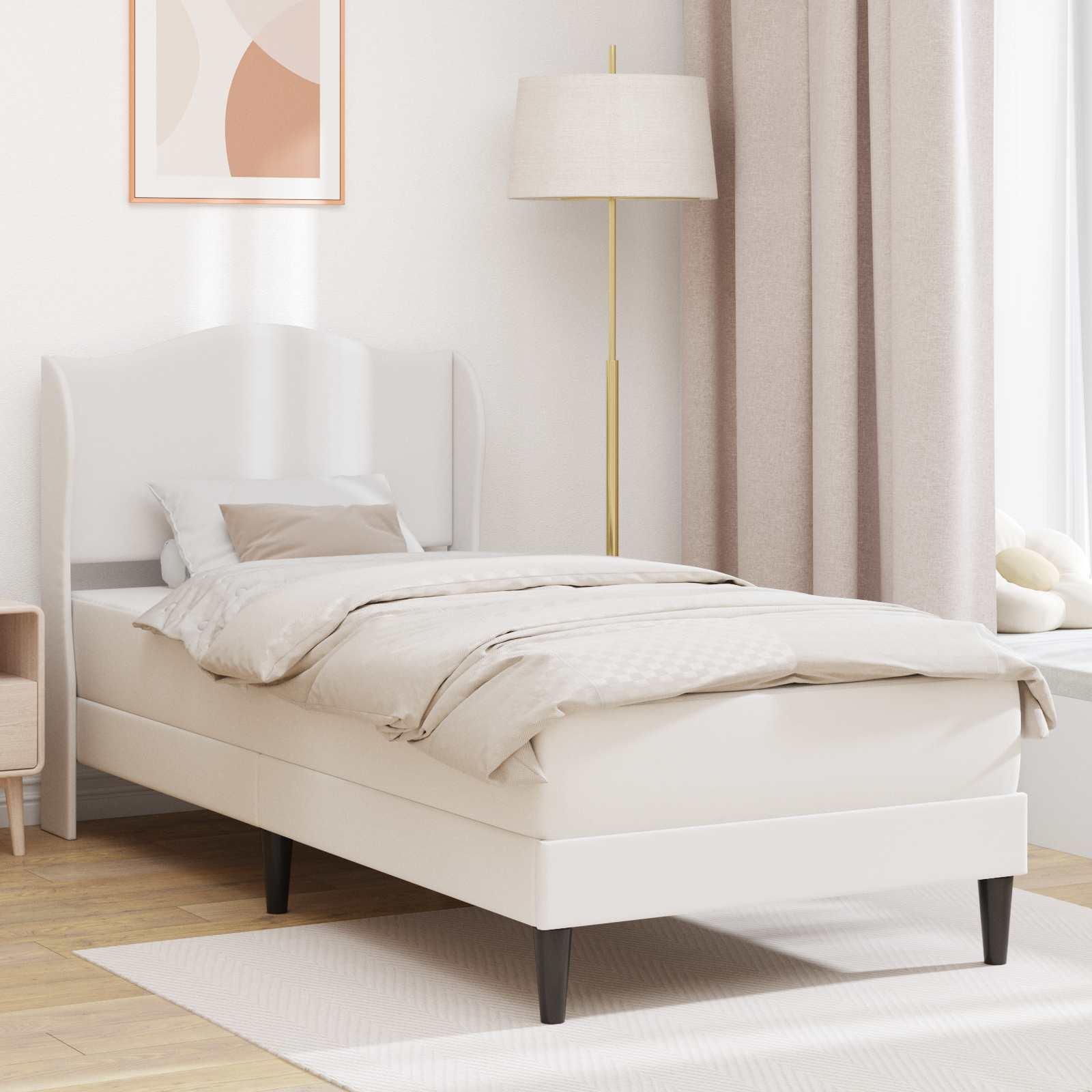 Sengestel med hovedgærde Hvid 90 x 200 cm Kunstlæder billede