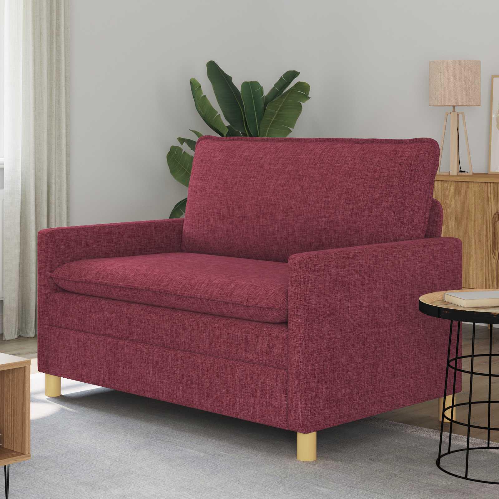 Sofa i stof - vinrød 2-personers, 126 × 81 × 87,5 cm