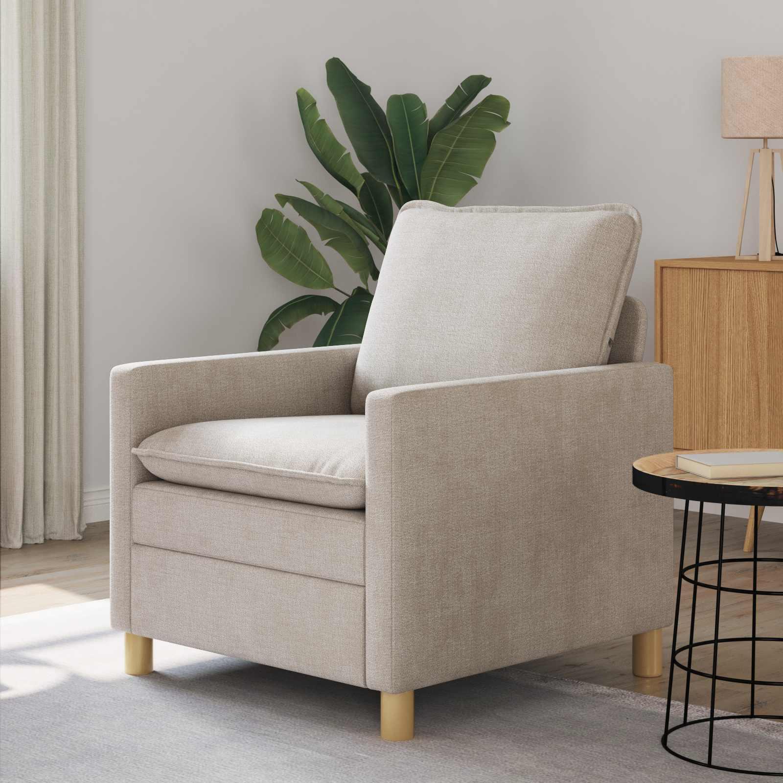 Sofa lænestol - cremefarvet polyester, 76 × 81 × 87,5 cm