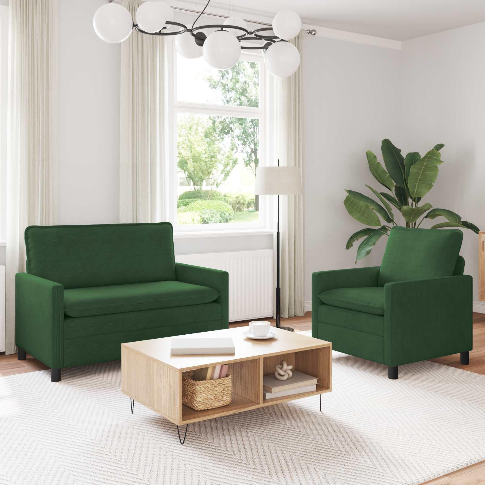 Sofa Sæt 2 stk Jungle Grøn Stof billede