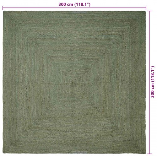 Firkantet områdetæppe i jute - olivengrøn 300 × 300 cm