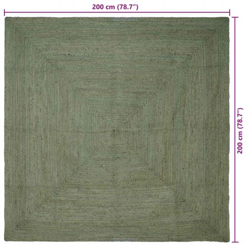 Områdetæppe i jute - firkantet 200 x 200 cm, olivengrøn