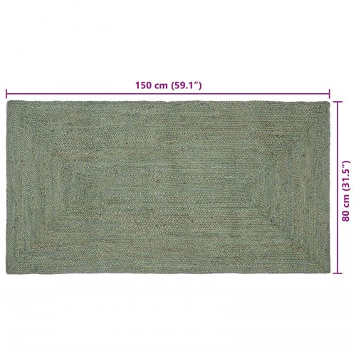 Områdetæppe i jute - rektangulært 80 × 150 cm, olivengrøn
