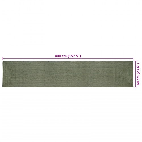 Områdetæppe i jute - rektangulær løber 60 × 400 cm, olivengrøn