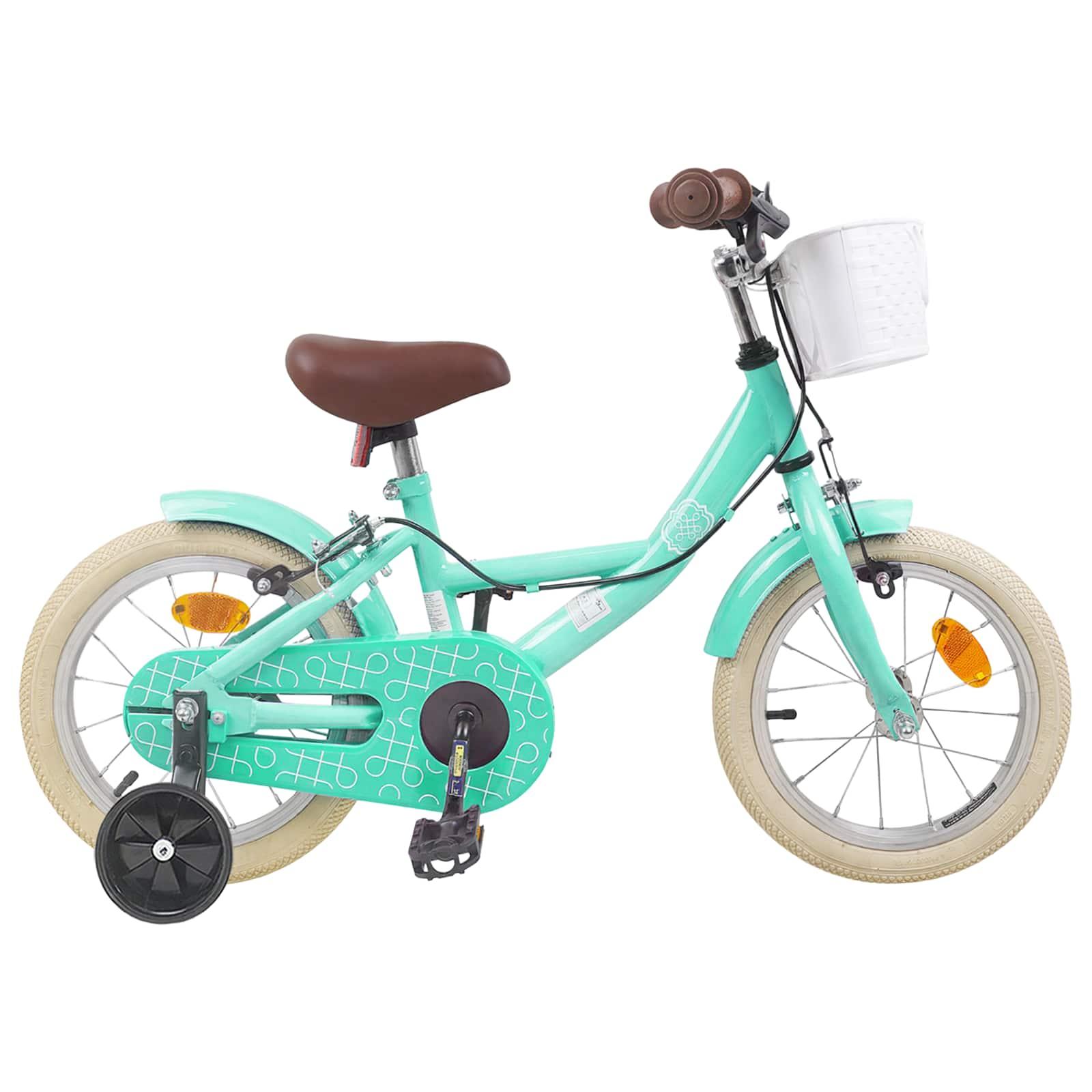 Børnecykel 14" - havgrøn, justerbart styr og sæde (3-5 år)