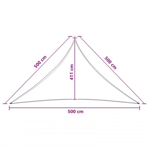 Solsejl trekant 5 x 5 x 5 m - HDPE, ca. 90 % UV-beskyttelse