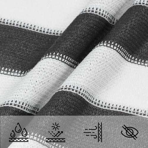 Solsejl trekant 3 × 4 × 4 m i HDPE - stribet grå/hvid