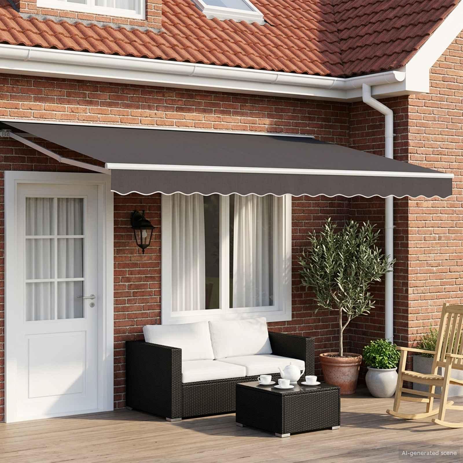 Manuel markise-ramme med LED-lys Hvid og antracit 4 x 2 m billede