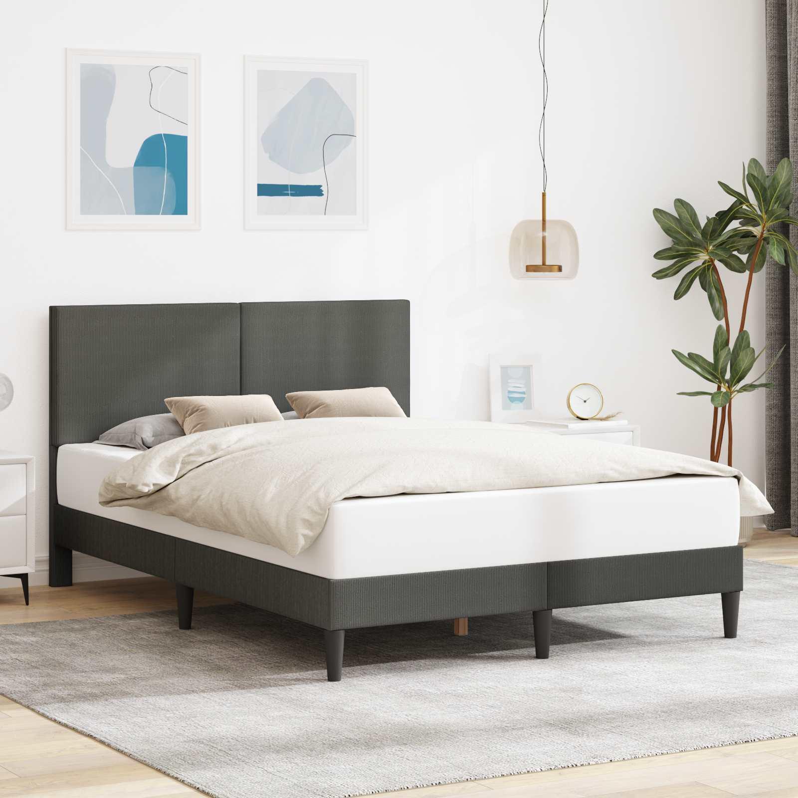Sengestel med hovedgærde Mørkegrå 120 x 200 cm Velourstof billede